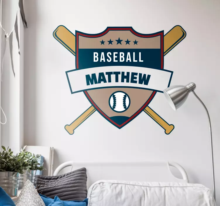 Baseball Customisable Wall Sticker - TenStickers