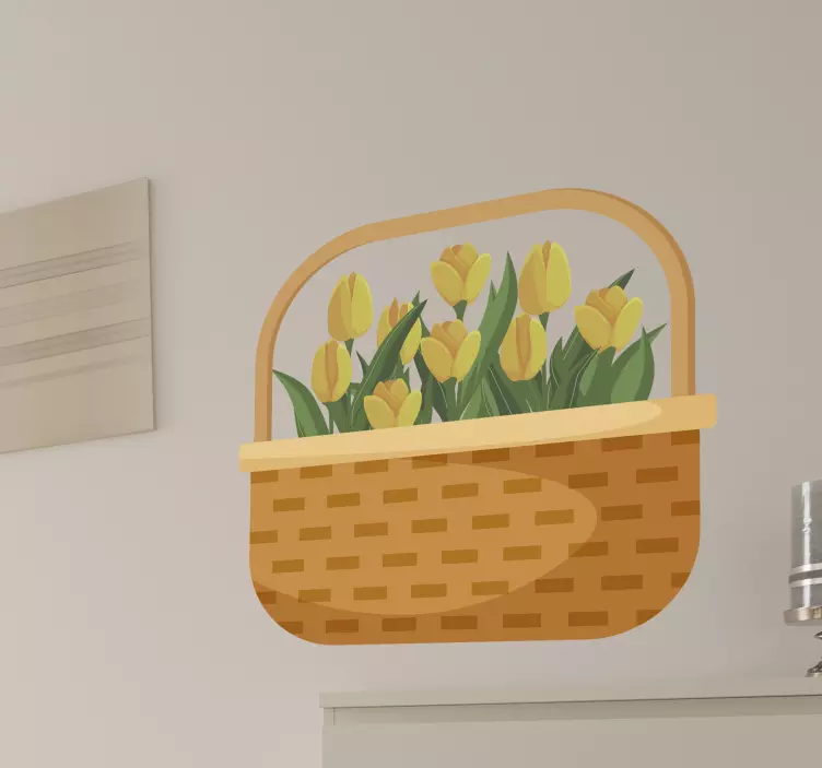 Basket of Tulips flower wall sticker - TenStickers