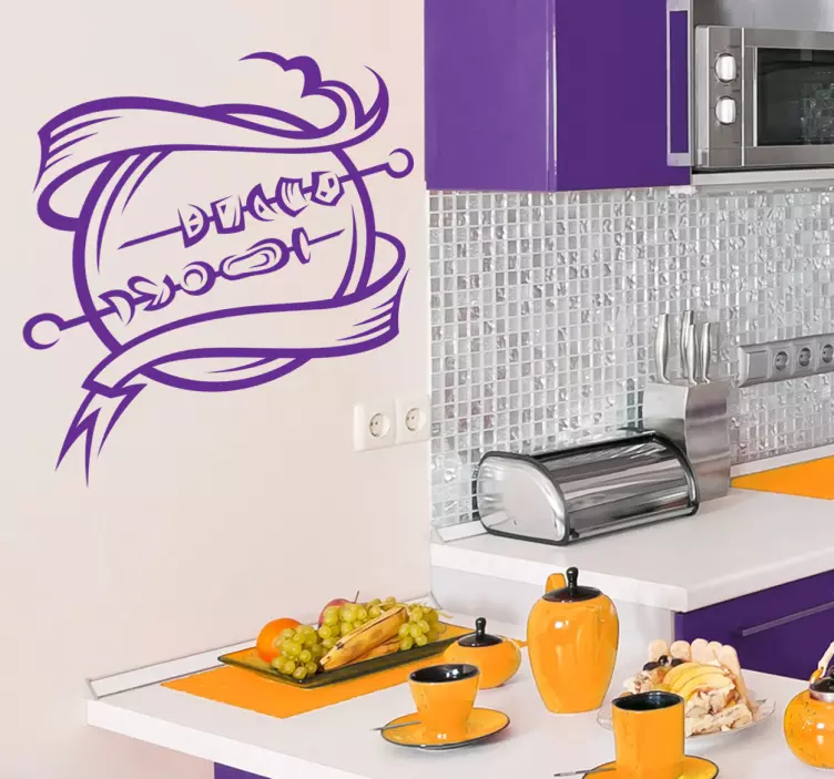 BBQ Meat Skewers Kitchen Sticker - TenStickers