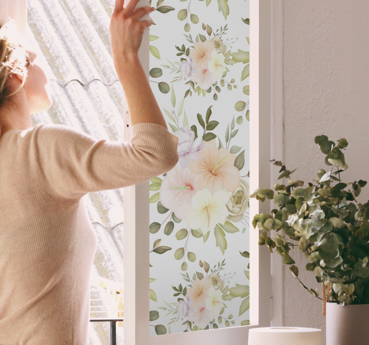 Beautiful floral seamless pattern privacy film for window - TenStickers