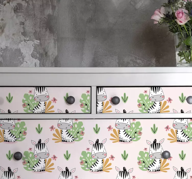 Beautiful Zebra for kids furniture sticker - TenStickers