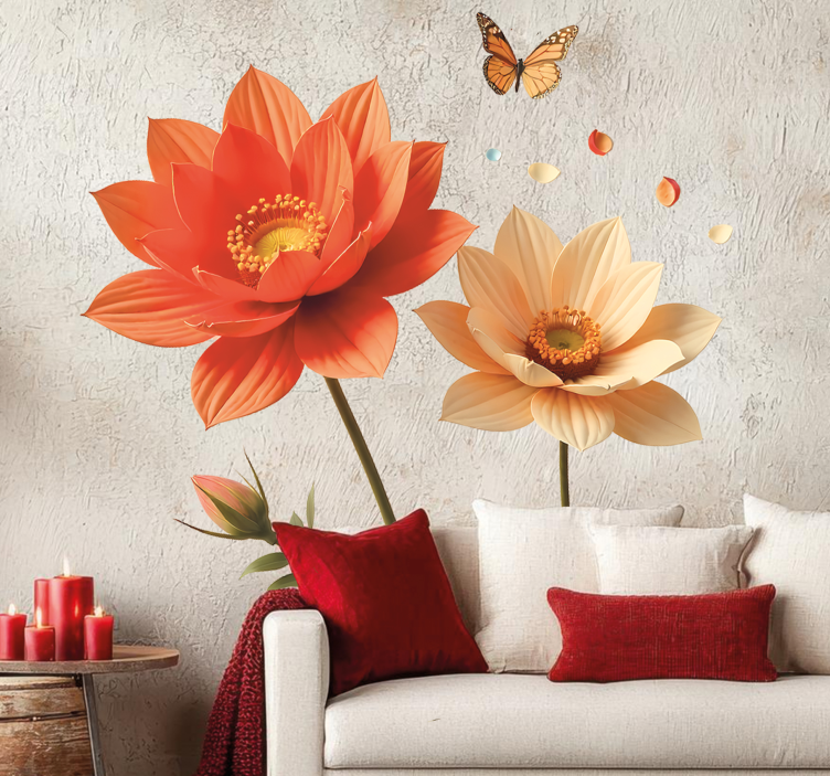 Big flowers visual effects wall sticker - TenStickers