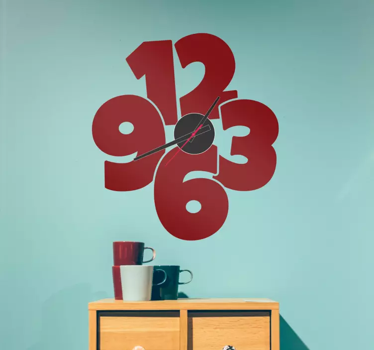 Big numbers wall clock sticker - TenStickers