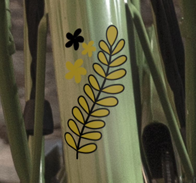 Bike sticker floral green branch - TenStickers