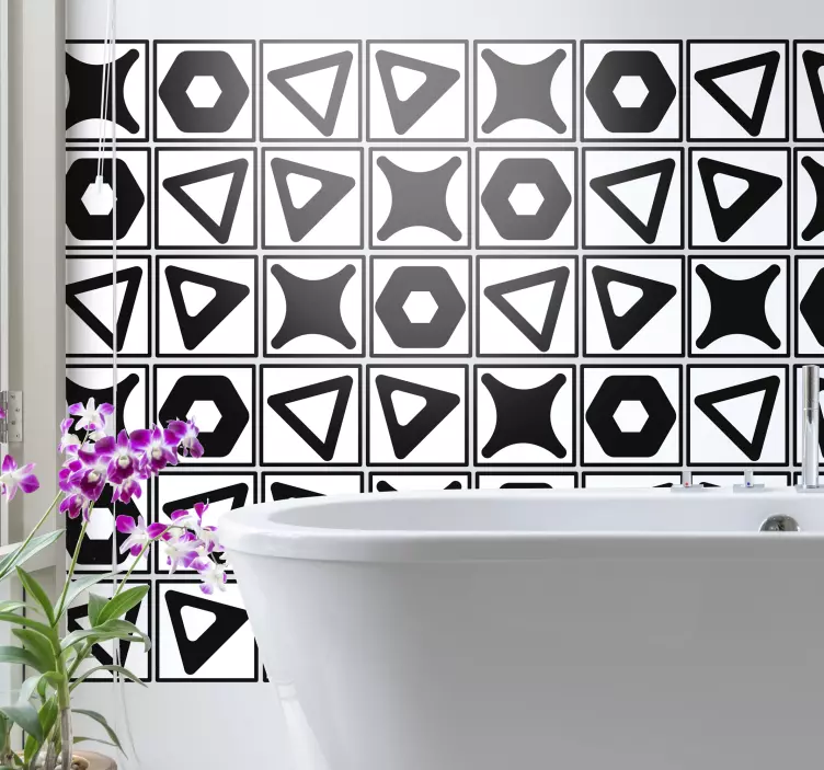 black and white tile decal - TenStickers