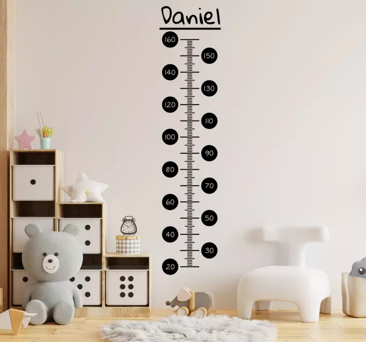Black minimalistic height chart wall sticker - TenStickers
