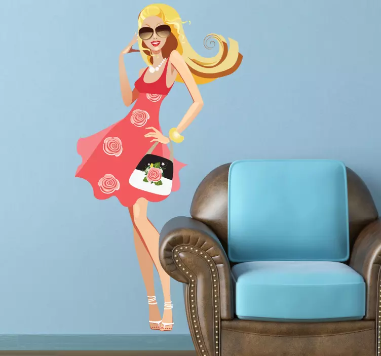 Blonde Shopaholic Model Sticker - TenStickers