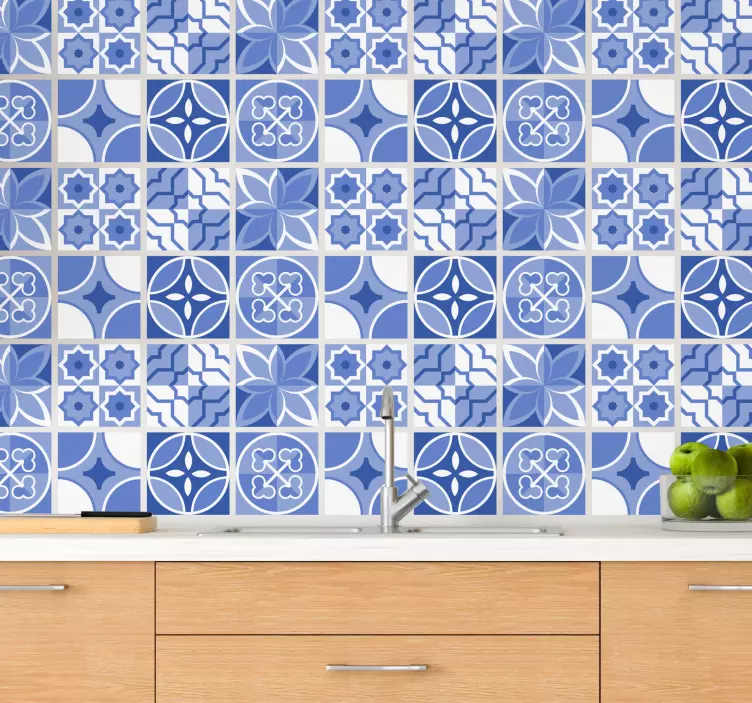 Blue Geometric Patterns decoration wall sticker - TenStickers