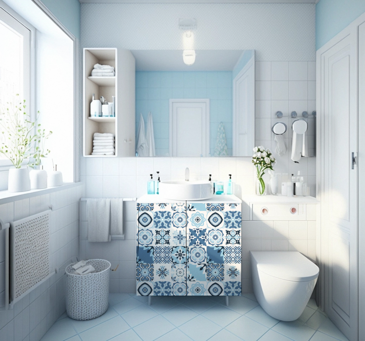 Blue tiles furniture decal  3600 - TenStickers