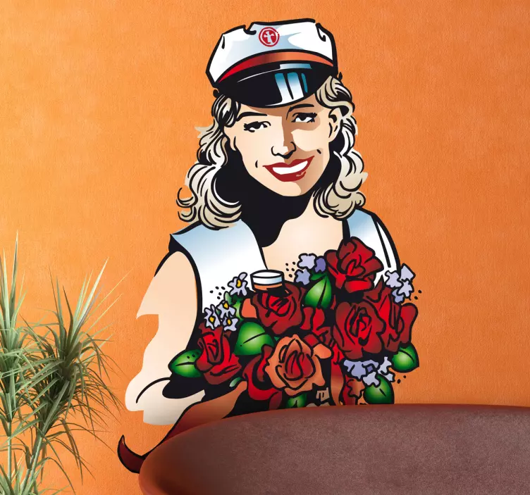 Boat Flower Bride Wall Sticker - TenStickers