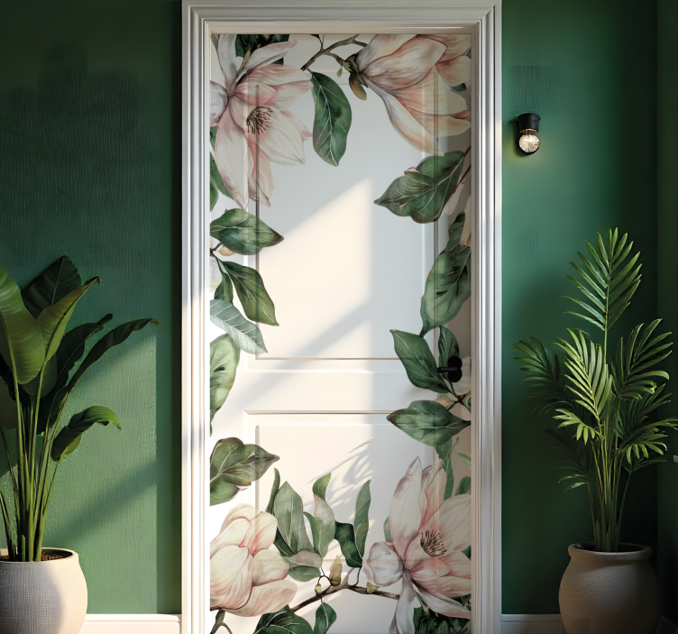 Graceful botanical flowers door sticker - TenStickers