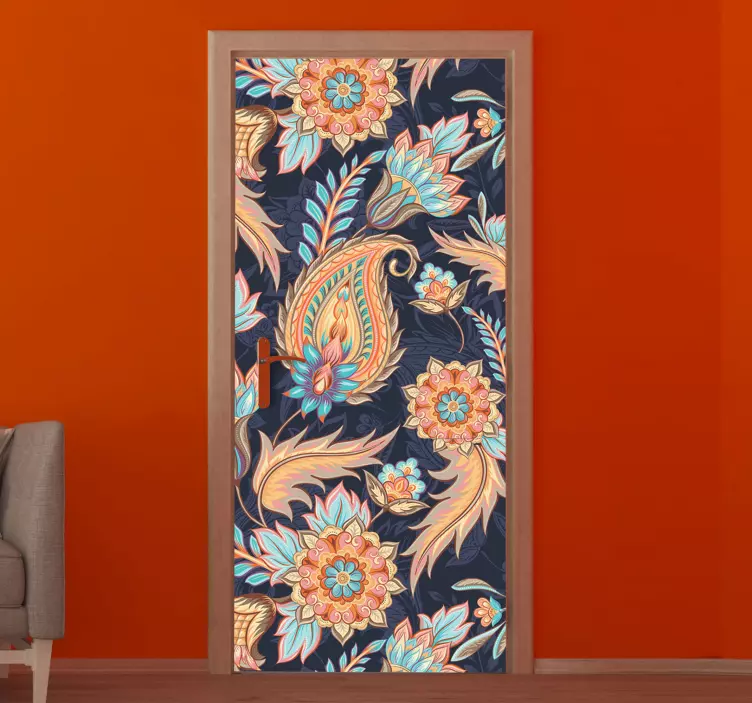 Botanical Paisley Motif door sticker - TenStickers
