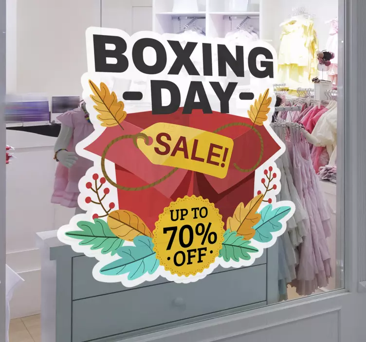 Boxing day sale present window sticker - TenStickers