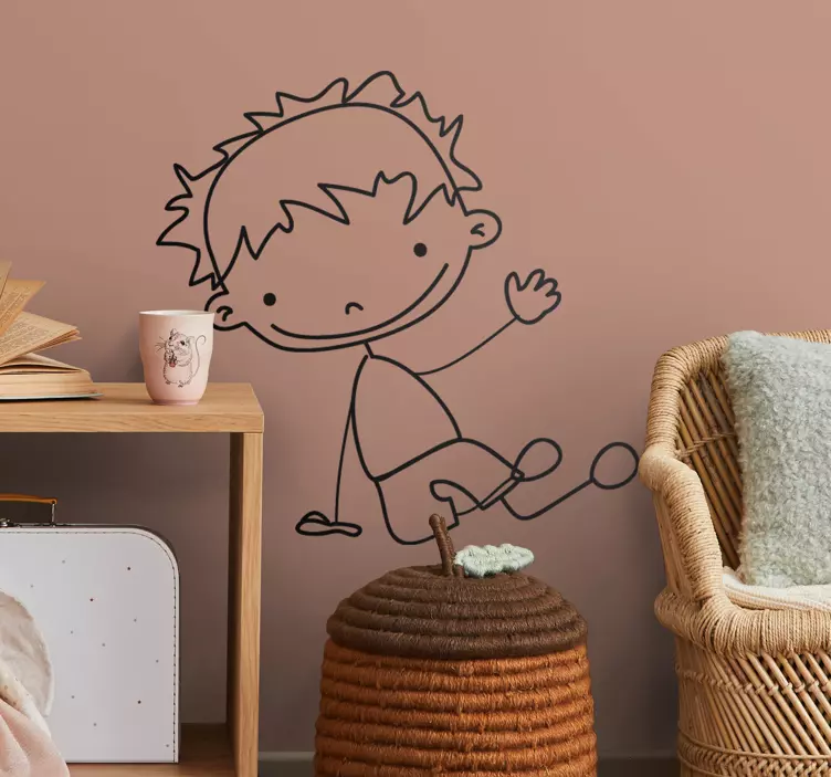 Boy Sitting on Floor - TenStickers