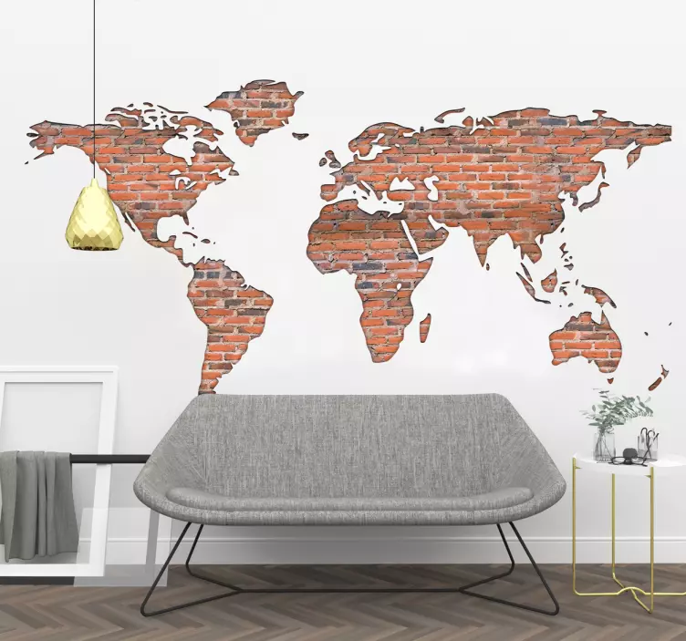 Bricks world map wall sticker - TenStickers