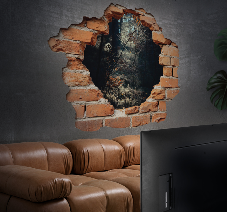 Broken stone wall visual effects vinyl sticker - TenStickers