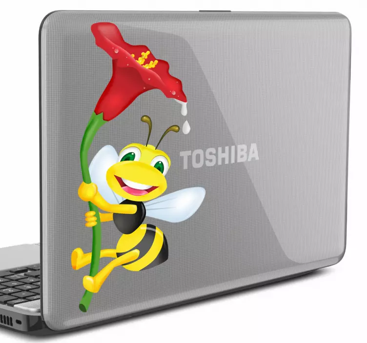 Bumble bee with floral laptop sticker - TenStickers