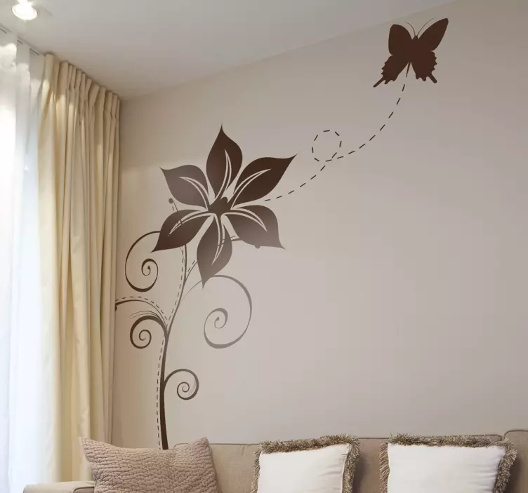Butterfly Flower Decal - TenStickers