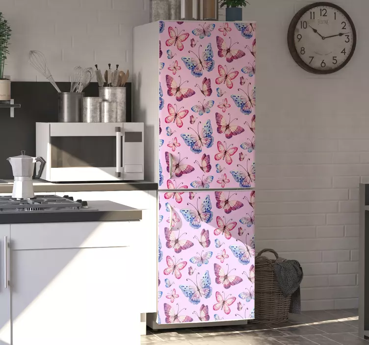 Butterfly Motif Cover fridge sticker - TenStickers