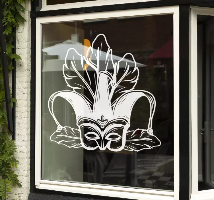 carnival masks with feathers shop window sticker - TenStickers