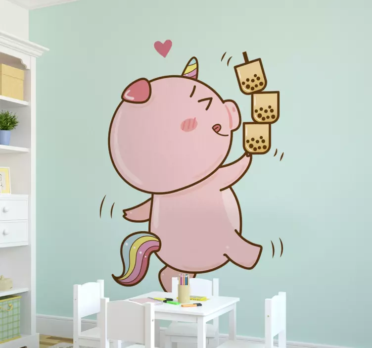 Cartoon pig unicorn fairy tale sticker - TenStickers