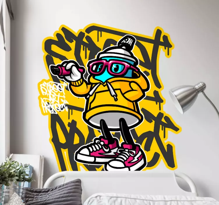 Cartoon graffiti spray can wall text sticker - TenStickers