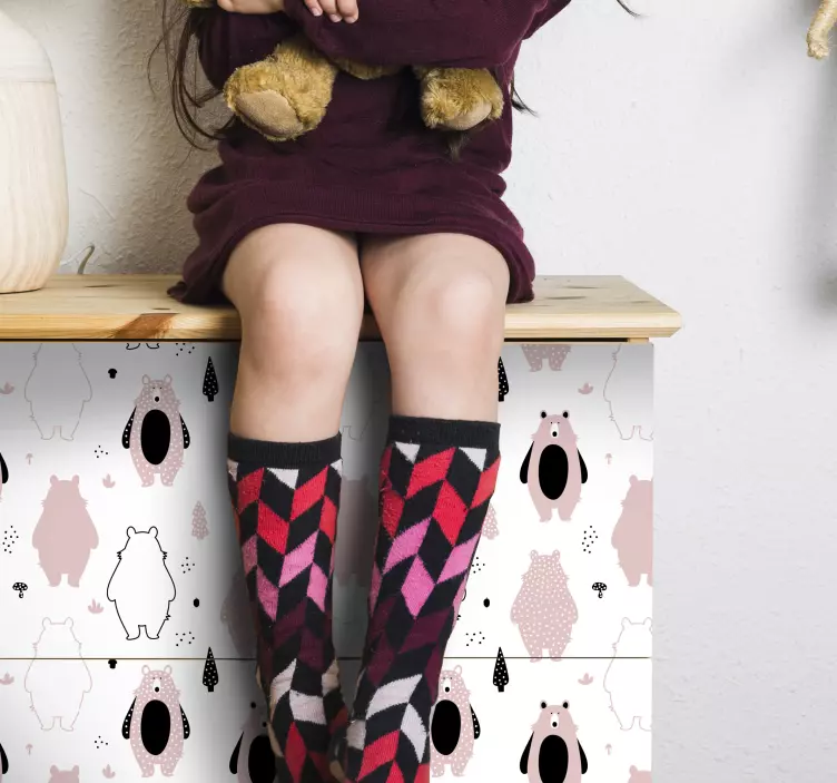 Charming bear pattern wall sticker - TenStickers
