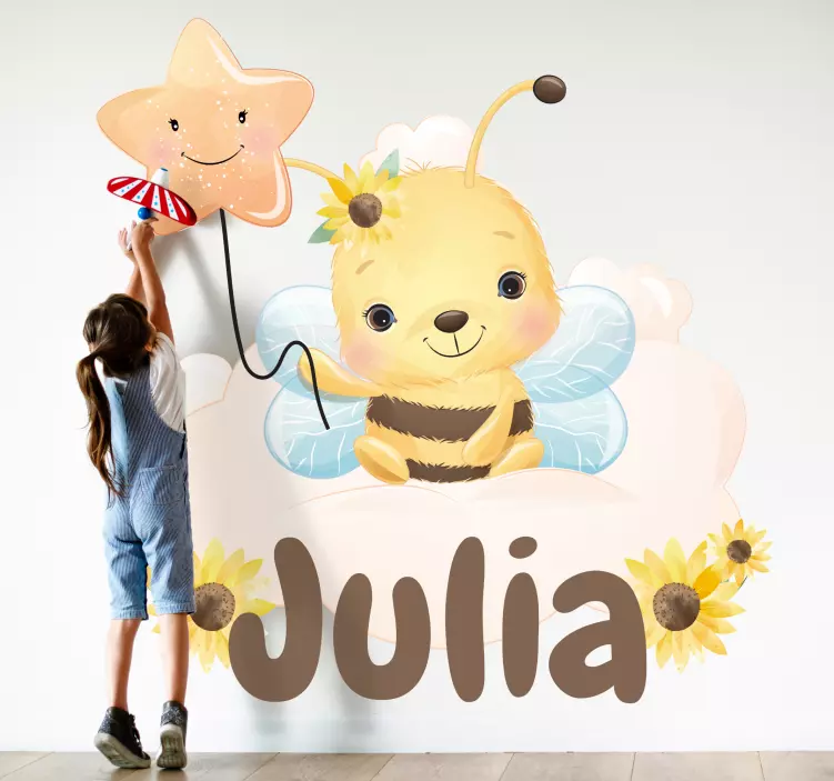 Charming bee design illustration sticker - TenStickers