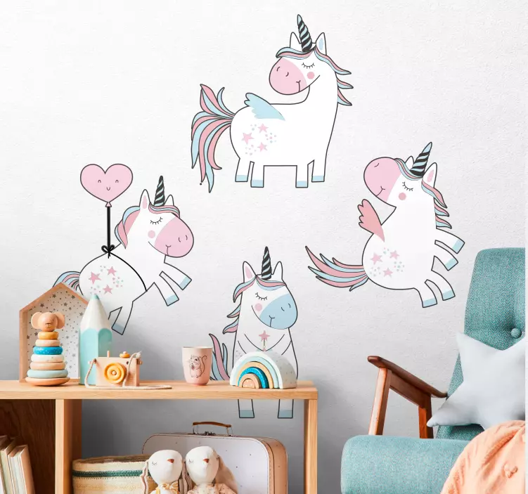 Charming Unicorn Figures wall stickers for kid - TenStickers