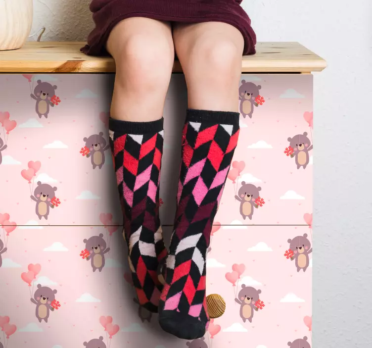 Childish loving bears pattern furniture decal - TenStickers