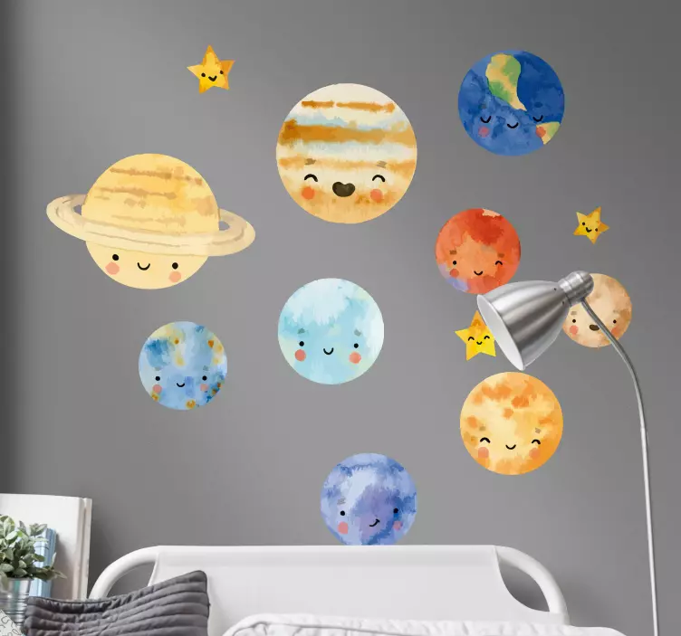 Children planets solar system space sticker - TenStickers