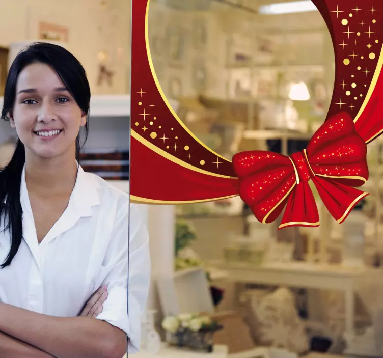 Christmas Ribbon Sticker - TenStickers