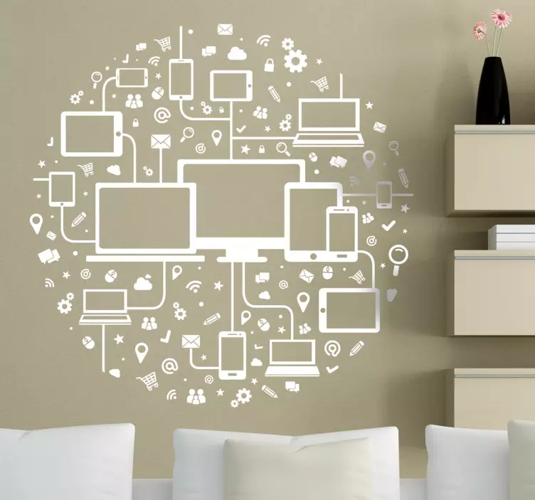 Circle media icons office wall decal - TenStickers