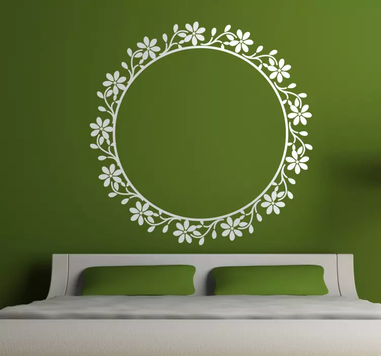 Circular Floral Frame Wall Sticker - TenStickers