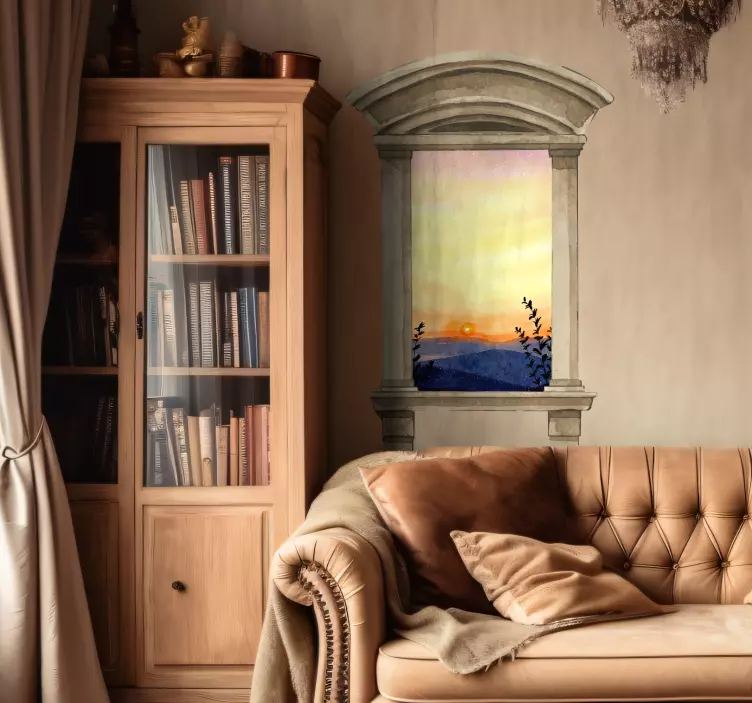 classic window watercolor finish visual effects wall sticker - TenStickers