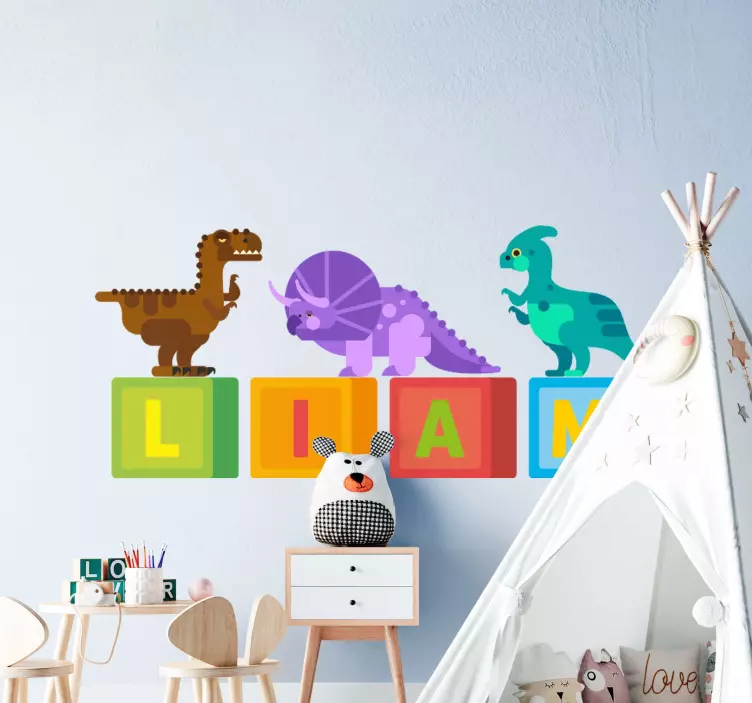 Colorful Dinosaur Blocks wall stickers for kid - TenStickers