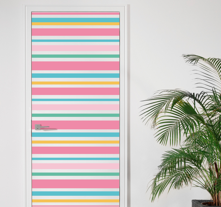 Colorful horizontal stripes door sticker - TenStickers