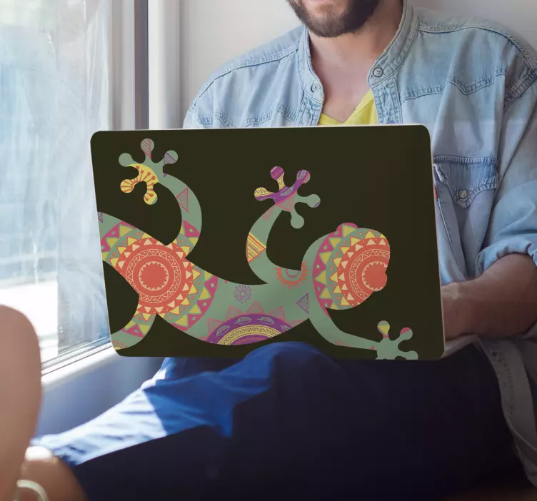 Colorful Lizard Art Laptop sticker - TenStickers
