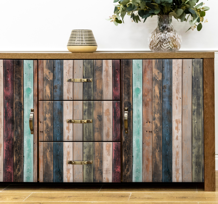 Colorful painted vertical plank furniture decal - TenStickers