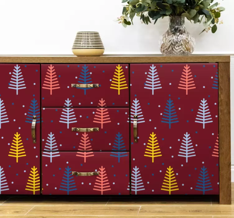 Christmas sticker colorful pine tree design - TenStickers