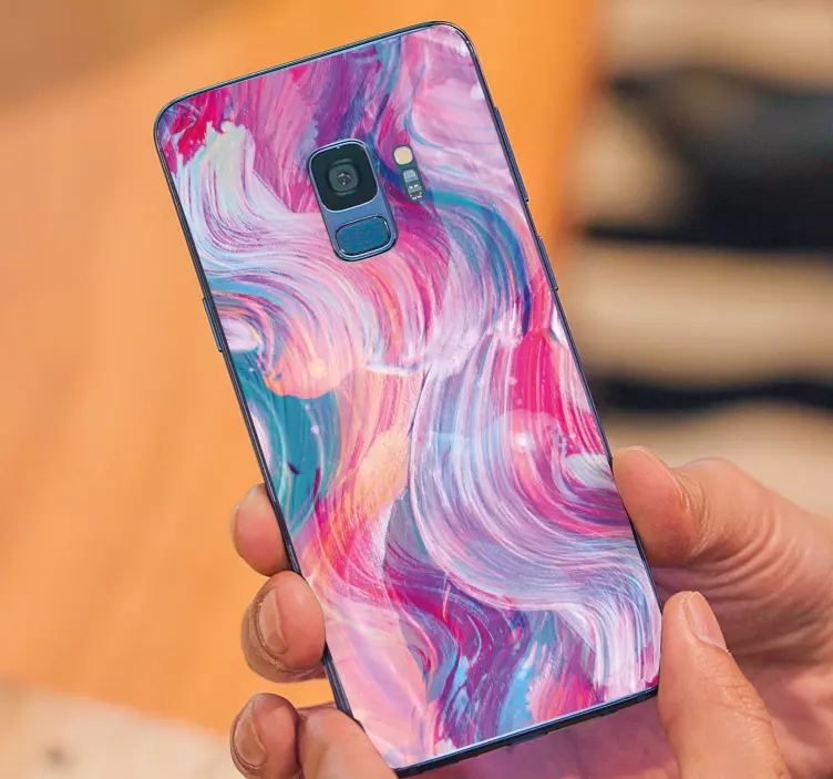 Purple strokes pattern Samsung stickers - TenStickers