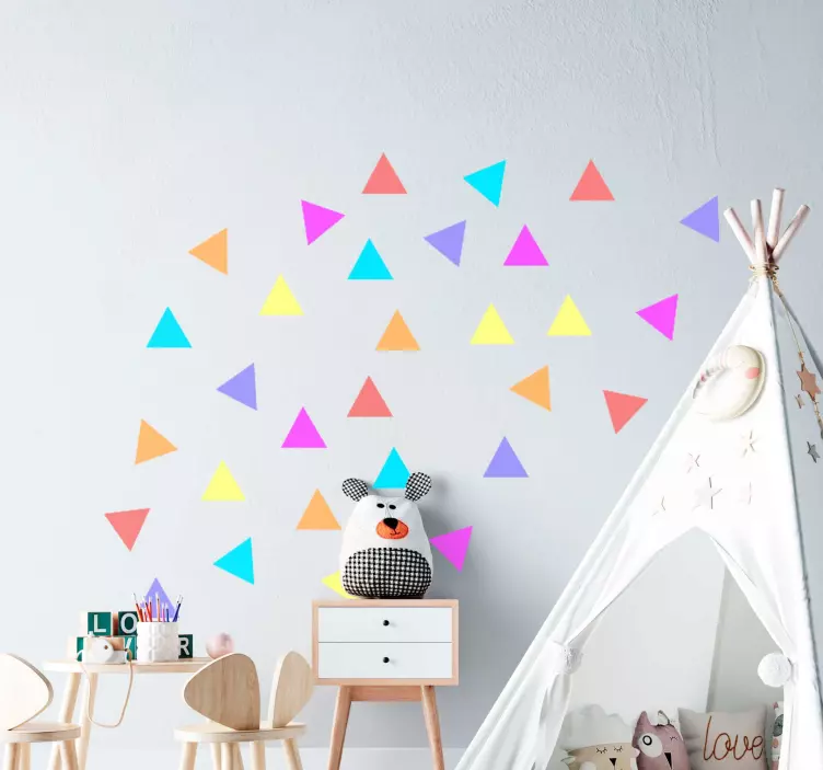 Colorful Triangle Arrangement geometric wall sticker - TenStickers
