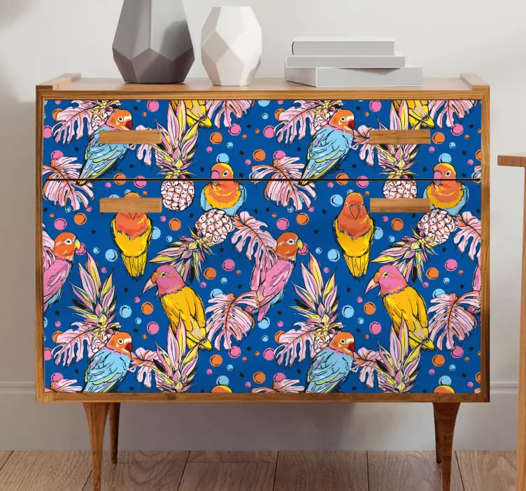 Colorful Tropical Birds furniture sticker - TenStickers