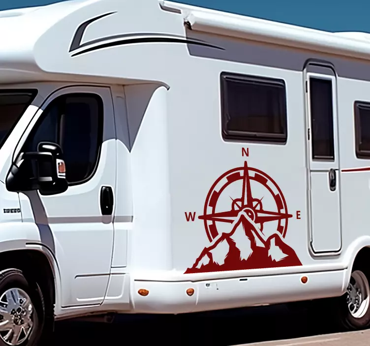compass and mountains caravan decals - TenStickers