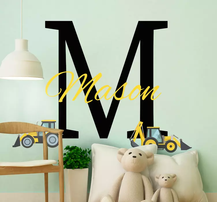 Construction Theme Initial wall stickers for kid - TenStickers