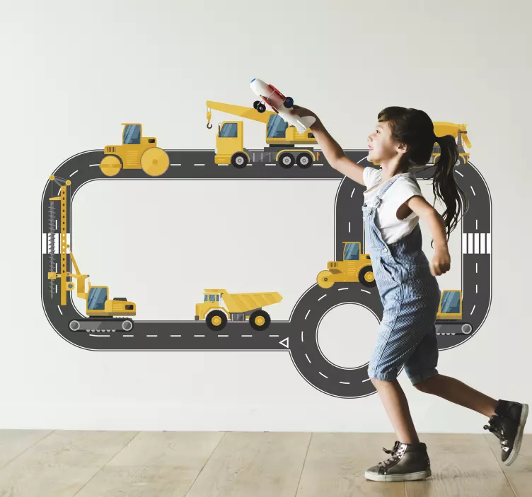 Construction vehicle track illustration sticker - TenStickers