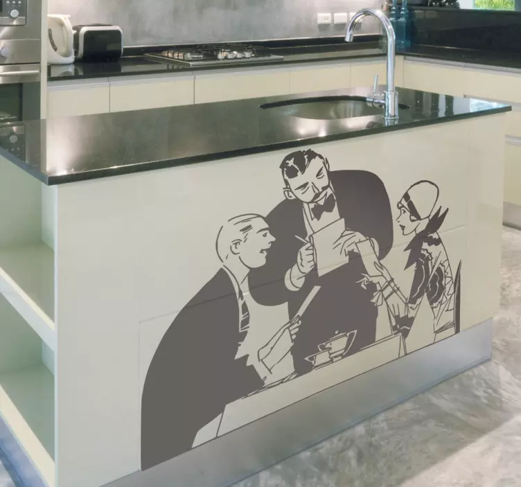 Couple & A Waiter Wall Sticker - TenStickers