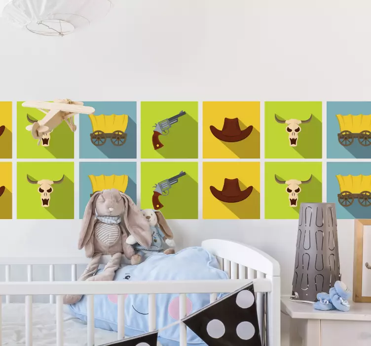 Cowboy icons collection wall sticker - TenStickers