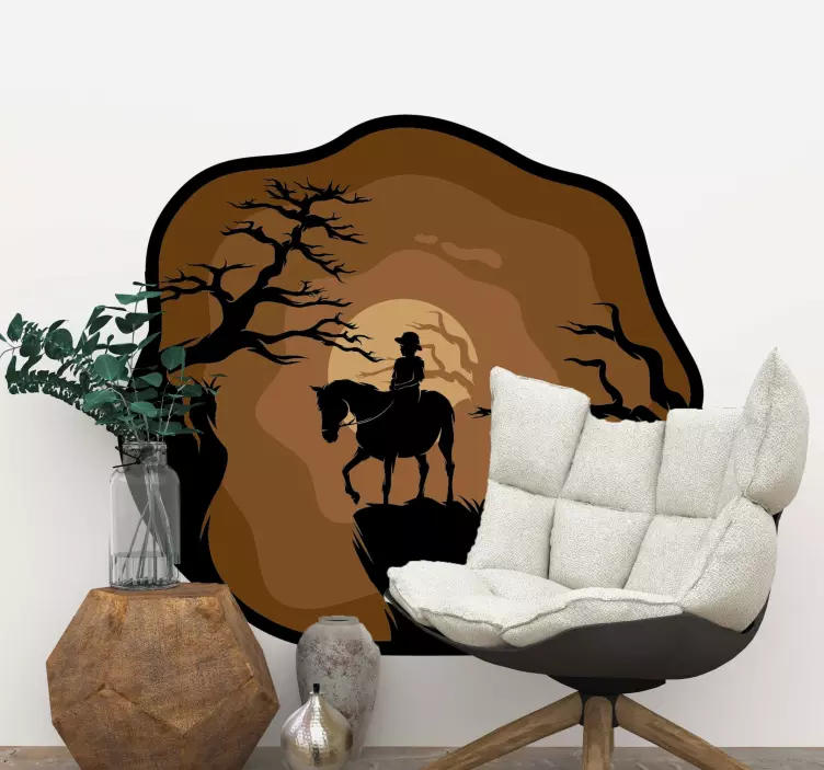 Cowboy with Horse farm animal wall sticker - TenStickers