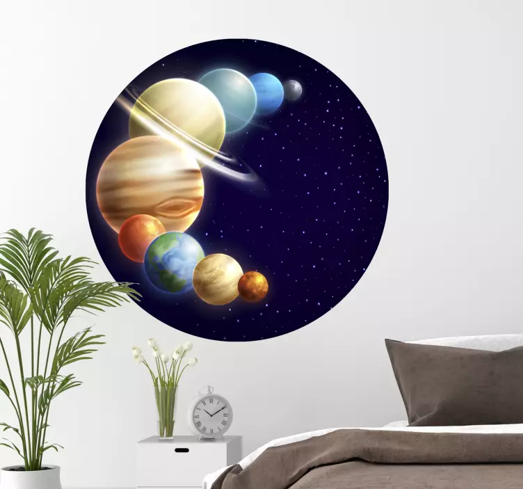 Curved solar system travel decal - TenStickers